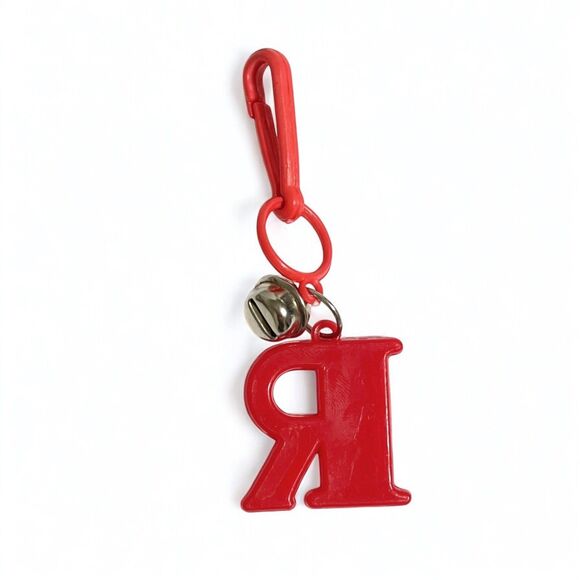 Vintage 80s Bell Charm Letter R Red Clip On Initial Alphabet Plastic Toy Jewelry - Picture 2 of 8